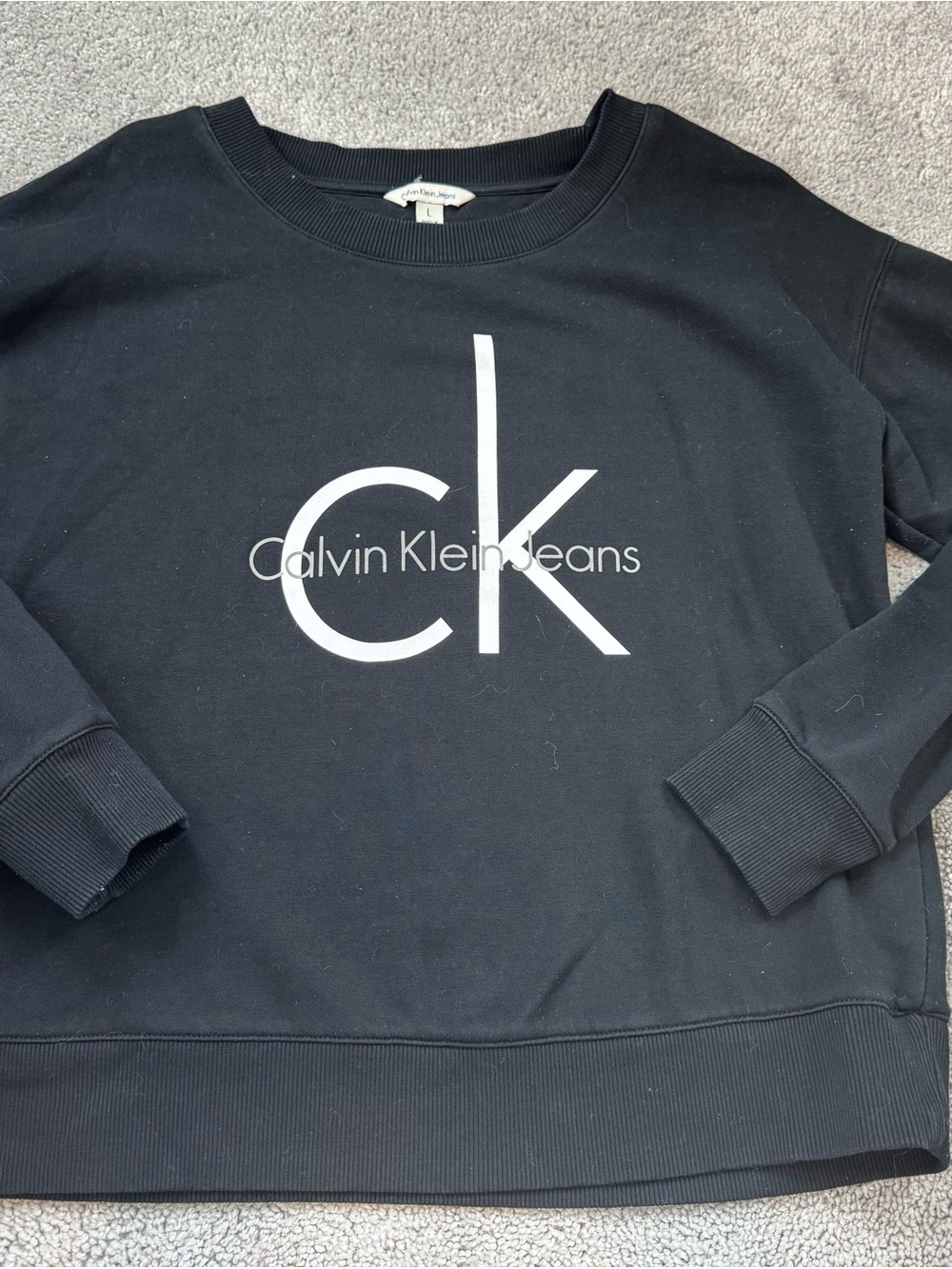 Calvin Klein Jeans Black Sweatshirt with White CK Logo